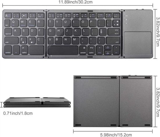 Mini Clavier Bluetooth Pliable avec Pavé Tactile - Ultra Portable