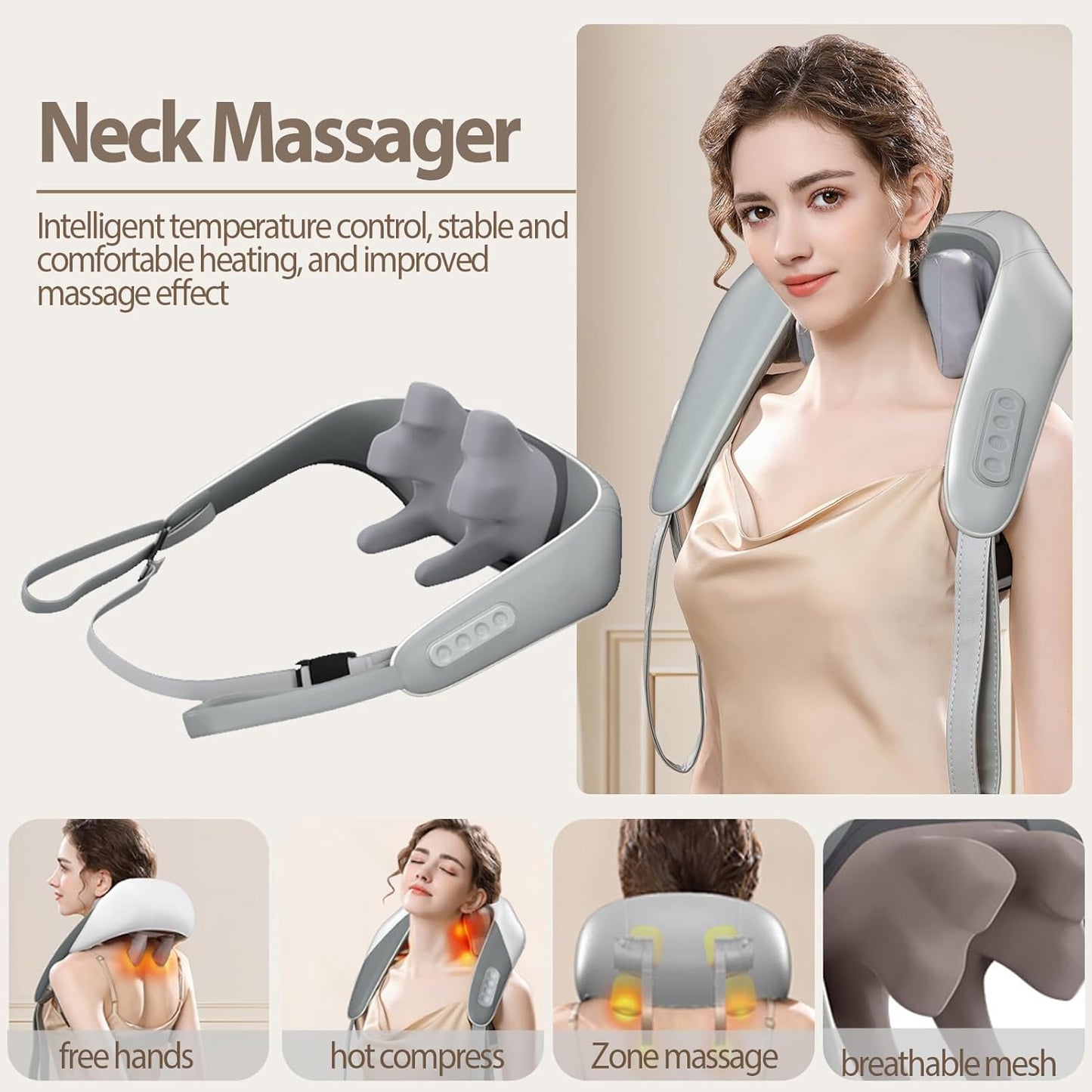 💆♀️ Masseur Chauffant Multifonction – Pour le Cou, le Dos, les Cuisses et les Muscles